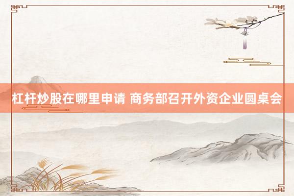 杠杆炒股在哪里申请 商务部召开外资企业圆桌会